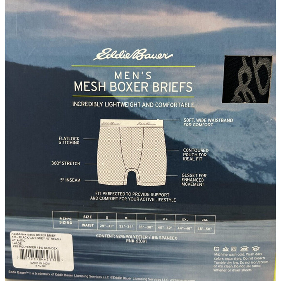 Eddie Bauer 4 Pack Men Mesh Boxer Briefs Breathable Underwear Size Large NEW - Picture 4 of 13